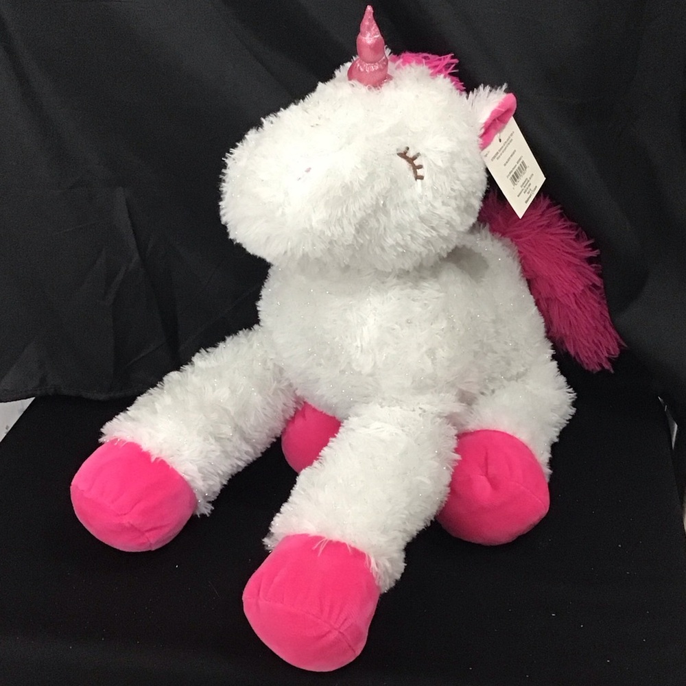 2018 Dan Dee Collector’s Choice White and Vibrant Pink Floppy Shaggy Unicorn NWT